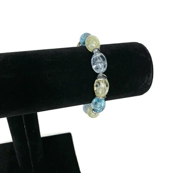 NAPIER Silver-Toned Beaded Necklace with  Colored Hanging Beads with Bracelet - Picture 3 of 6